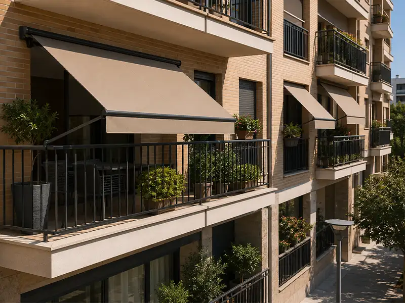 toldos en comunidades de vecinos respetando la Ley de propiedad Horizontal en Málaga.