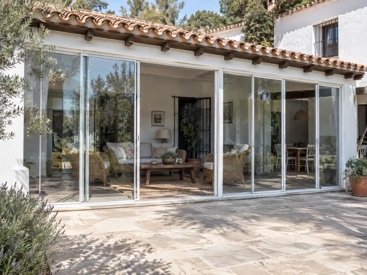 Cerramiento de porche Cerramiento de porche con correderas de aluminio y cristal en una vivienda de la Axarquía