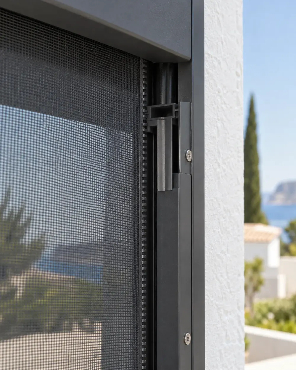 Guía lateral de zip screen Cremallera del tejido zip screen dentro de la guía lateral de aluminio antracita