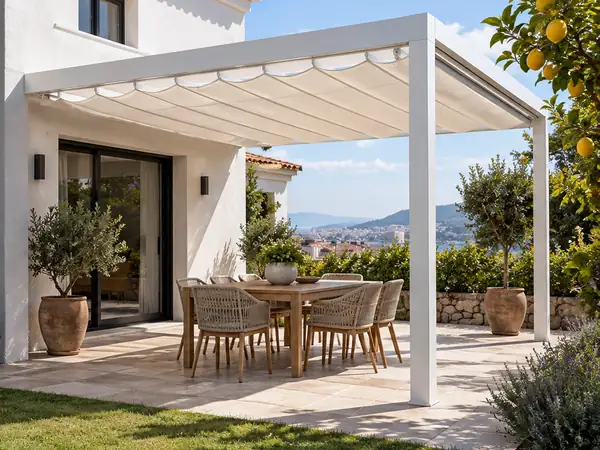 Pérgola con palillería móvil Palillería móvil